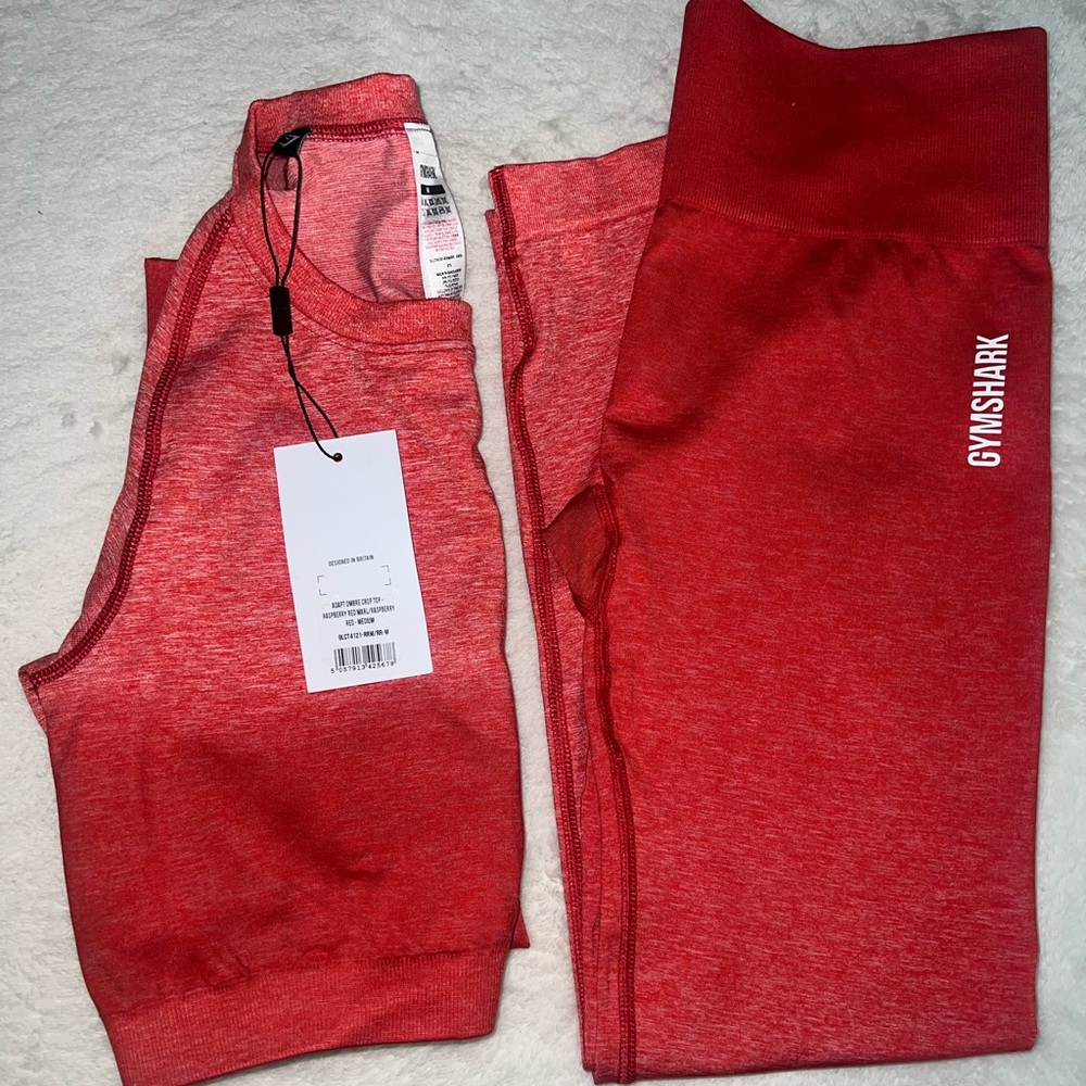 Ombré red gym shark limited edition workout set M